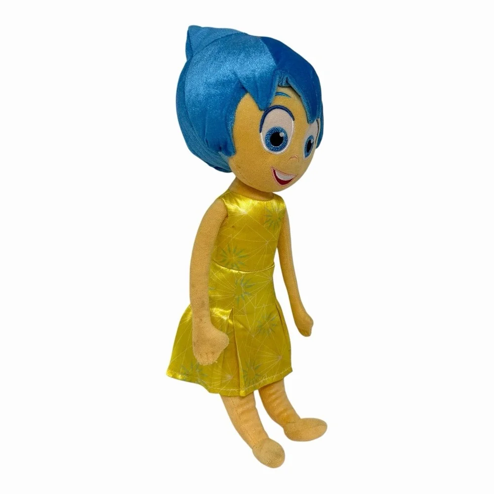 Disney Pixar Inside Out Joy Plush Stuffed Toy Yellow‎ Dress Blue Hair 10 Inch